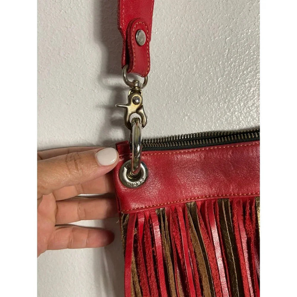 Leblu Boho Style Womens Leather Suede Shoulder Crossbody Bag Red - Picture 11 of 13